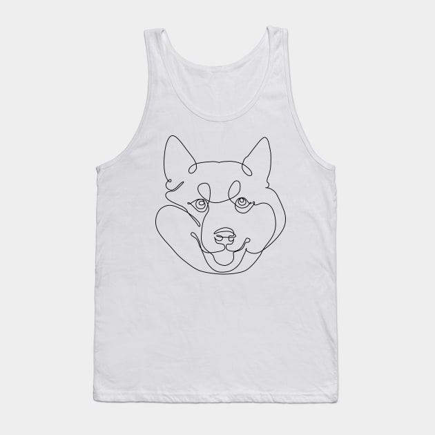 One Line Shiba Inu Tank Top by huebucket